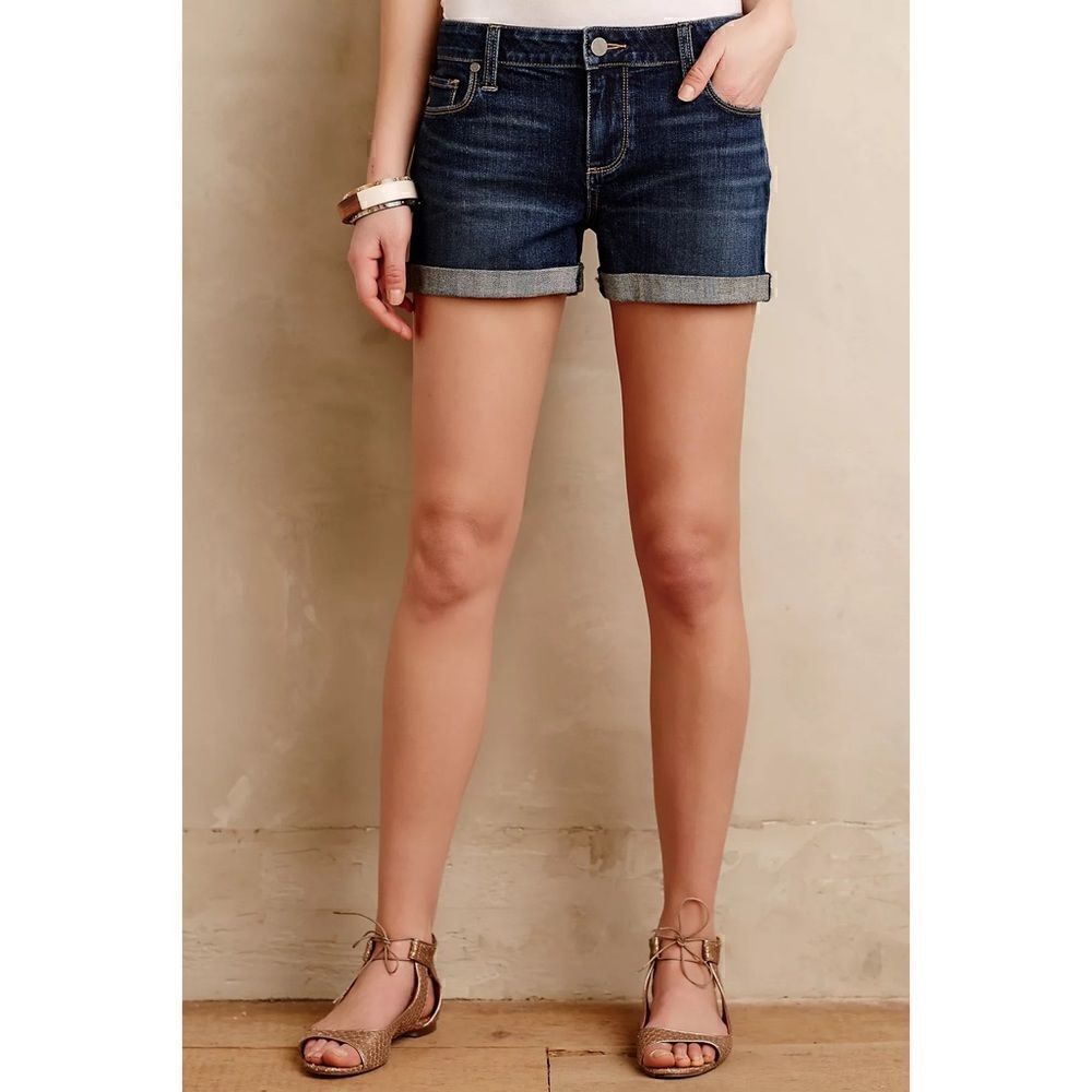PAIGE Jimmy Jimmy Short Mid Rise Cuffed Denim Shorts in Remington Wash, Size 30 - Picture 2 of 16